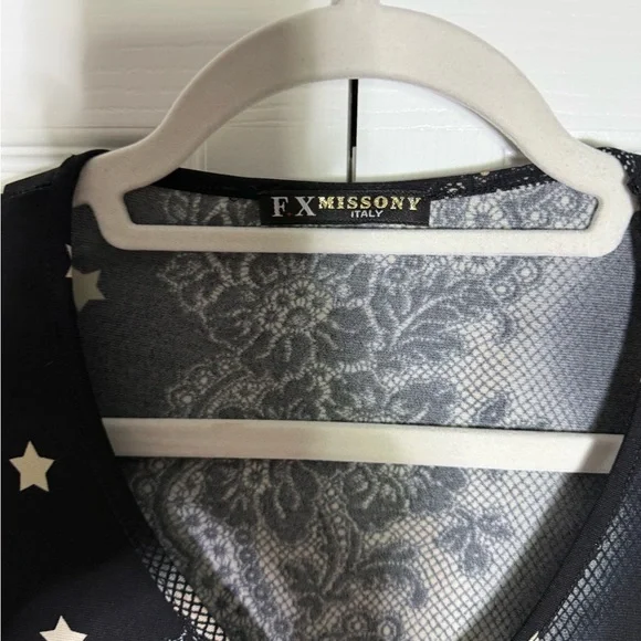 fx missony italy Black and Cream Star Pattern Dress - Picture 8 of 11